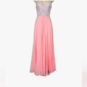 TONY BOWLS LE GALA Formal Beaded Pink
Blue Sweetheart Strapless Gown Dress sz O